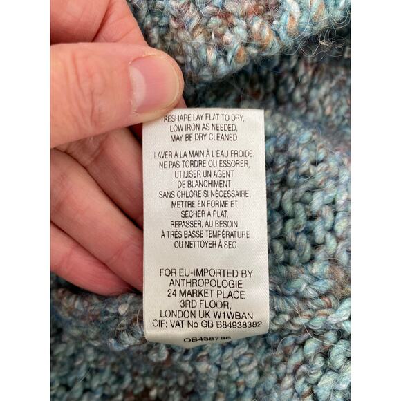 Anthropologie MOTH Size S Teal Rust Wool Blend Sweater Made in Italy - Picture 6 of 6